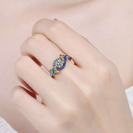 Elegant Moissanite and Zircon Sterling Silver Ring Set with Rhodium Finish