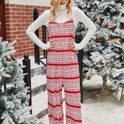 Festive Season Christmas Color Block Jumpsuit