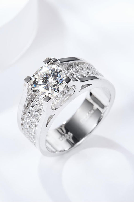 Sparkling 1 Carat Lab-Diamond Platinum-Plated Silver Ring