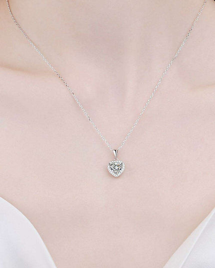 Stunning Moissanite Heart Pendant Necklace with Glittering Zircon Accents