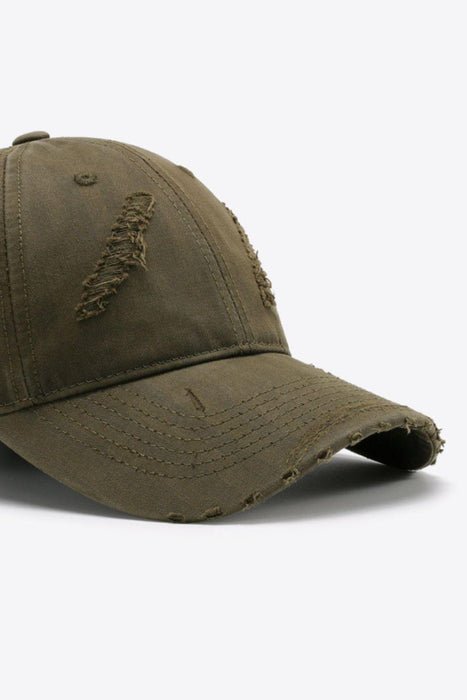 Distressed Cotton Baseball Cap with Adjustable Strap - Vintage Style