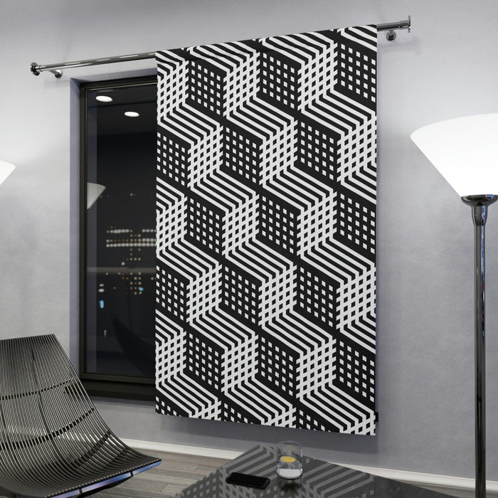 Sophisticated Blackout Geometric Window Curtains | Personalized Design | 50 x 84