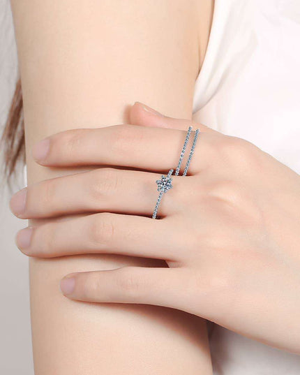 Sophisticated Moissanite and Zircon Embellished Lab-Created Diamond Silver Ring Collection