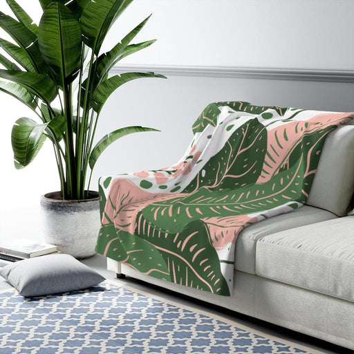 Exotic Leaves Aloha Plush Fleece Throw Blanket