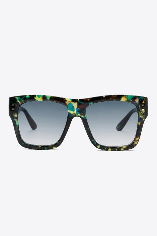 Square UV400 Patterned Polycarbonate Sunglasses with Case