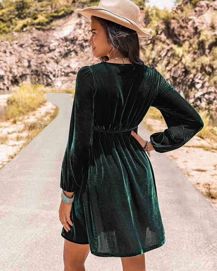 Sophisticated Long Sleeve Embroidered Square Neck Dress