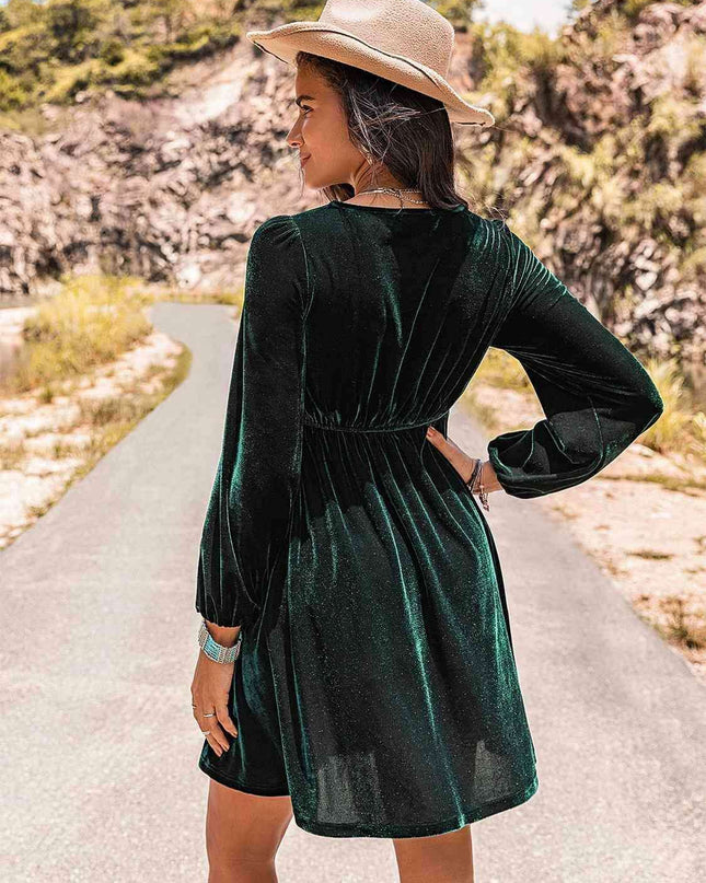 Sophisticated Long Sleeve Embroidered Square Neck Dress