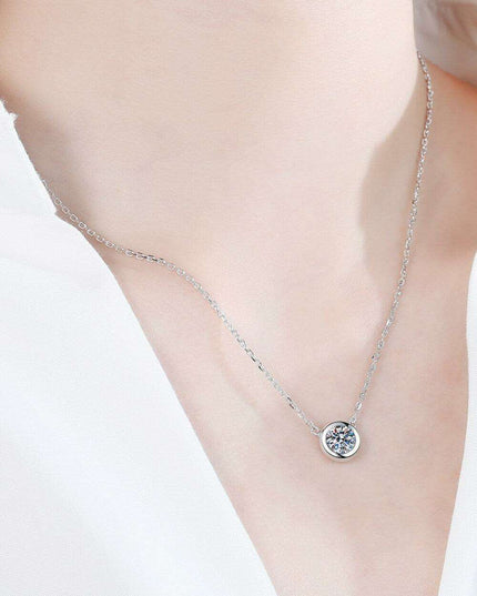 Radiant Moissanite Round Pendant Necklace Crafted in Sterling Silver
