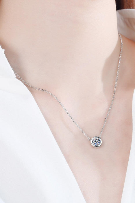 Shimmering Moissanite Round Pendant Necklace in 925 Sterling Silver