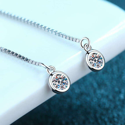 Elegant Sterling Silver Threader Earrings with Lab-Created Diamond Accent