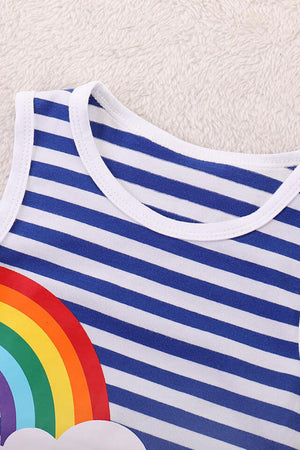 Girls Rainbow Graphic Striped Sleeveless Dress-Trendsi-Rainbow On The Left-18-24M-Très Elite