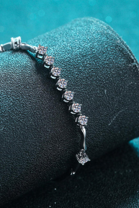 Exquisite Lab-Diamond Sterling Silver Bracelet with Rhodium Plating