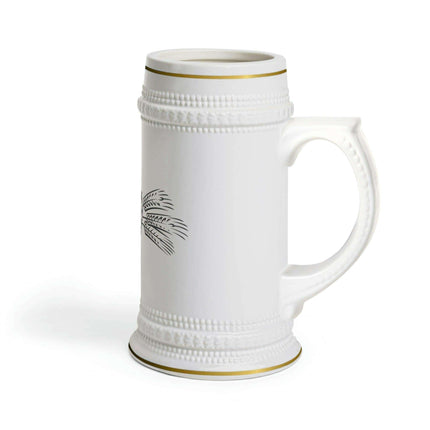 Customizable Premium White Ceramic Beer Stein with Distinctive Ribbed Texture