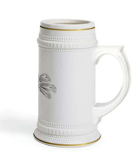 Customizable Premium White Ceramic Beer Stein with Distinctive Ribbed Texture