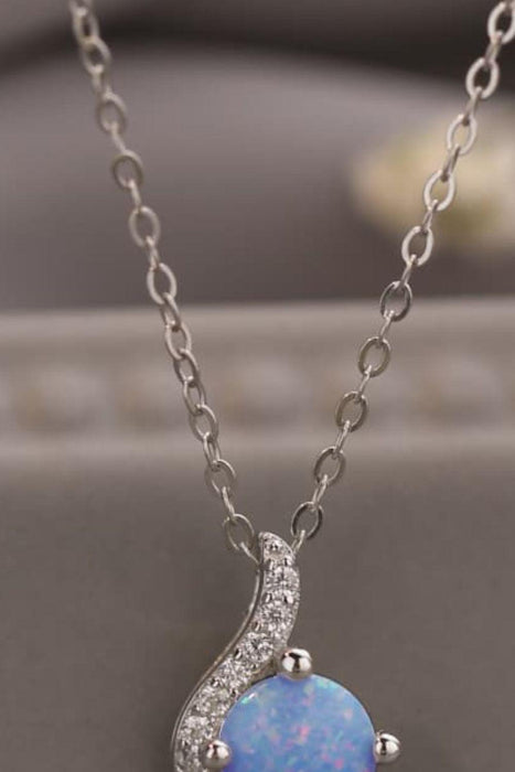 Elegant Opal Platinum Necklace - Sterling Silver Glamour Jewelry
