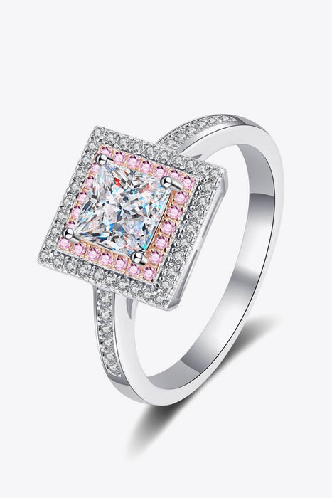 Geometric Sparkle Moissanite Ring Set with Zircon Accents