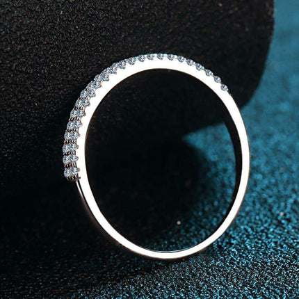 Elegant Moissanite Half-Eternity Ring in Sterling Silver