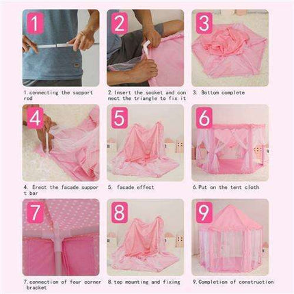 Magical LED Starry Princess Castle Play Tent for Kids