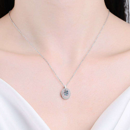 Sophisticated 925 Sterling Silver Lab-Diamond Necklace with Sparkling Zircon Accents