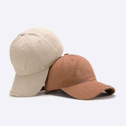 Retro Distressed Cotton Baseball Cap with Customizable Strap - Elevate Your Style