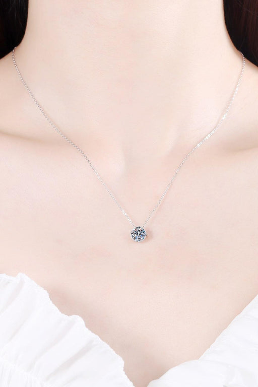 Elegant Round 1 Carat Moissanite Pendant Necklace crafted in Sterling Silver