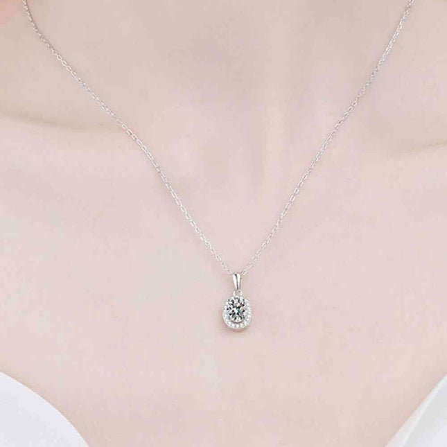 Elegance Redefined: 1 Carat Lab-Diamond Pendant Necklace with Zircon Accents in Sterling Silver