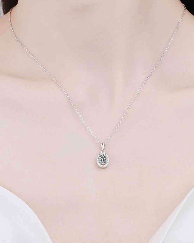 Elegance Redefined: 1 Carat Lab-Diamond Pendant Necklace with Zircon Accents in Sterling Silver