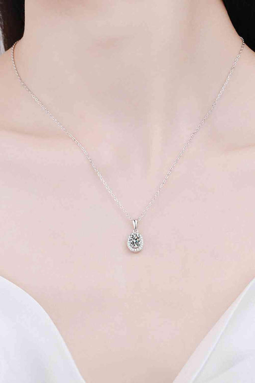 Luxurious 1 Carat Zircon Accent Lab-Diamond Pendant Necklace in Rhodium-Plated Sterling Silver