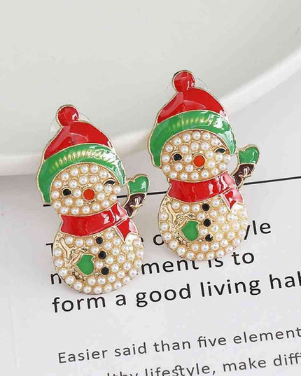 Sparkling Snowman Rhinestone Earrings - Enchanting Winter Holiday Accessory