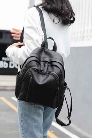 Adored PU Leather Backpack-Trendsi-Black-One Size-Très Elite
