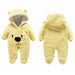 Cartoon Pattern Hooded Fleece Baby Rompers | Full Sleeve Onesies for Infants
