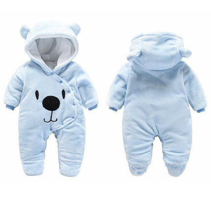 Charming Cartoon Hooded Fleece Rompers for Infants | Cozy Full Sleeve Onesies
