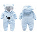 Cozy Hooded Fleece Baby Rompers with Cartoon Pattern | Unisex Full Sleeve Onesies