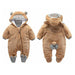 Cozy Hooded Fleece Baby Rompers with Cartoon Pattern | Unisex Full Sleeve Onesies