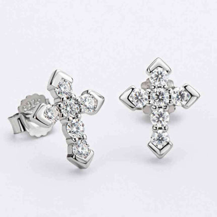 Elegant Moissanite Cross Earrings - Sparkling Statement Jewelry