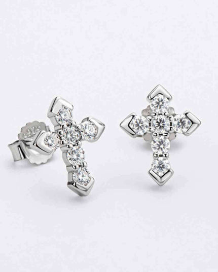 Elegant Moissanite Cross Earrings - Sparkling Statement Jewelry