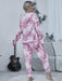 Trendy Tie-Dye Lounge Set with Round Neck Top and Drawstring Pants