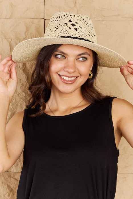 Chic Lace-Trimmed Straw Sun Hat with UV Protection for Women