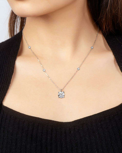 Elegant 2 Carat Moissanite Sterling Silver Necklace Set with Gift Box and Certification