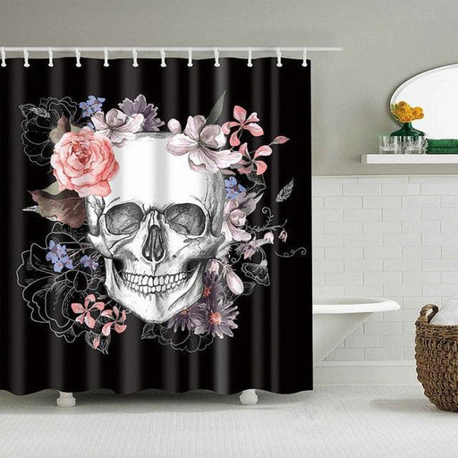 Cartoon Skull Bathroom Shower Curtain with Water Repellent Coating