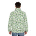 Leafy Green Patterned Puffer Jacket for Men
