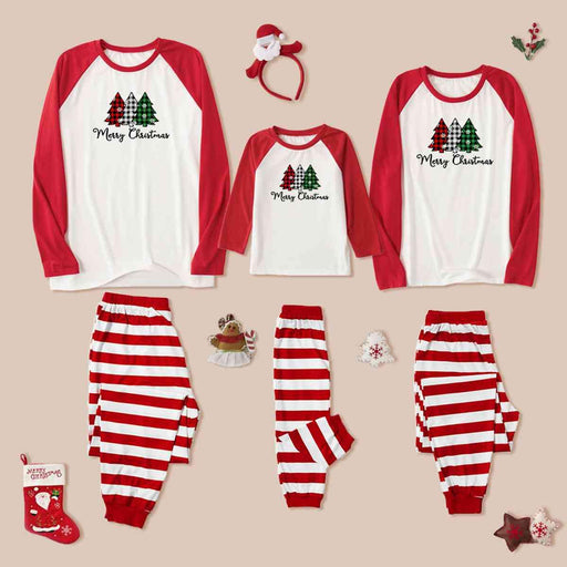 Cozy Christmas Graphic Top and Striped Pants Ensemble
