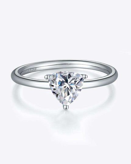 Elegant 1 Carat Platinum-Plated Lab-Diamond Sterling Silver Ring
