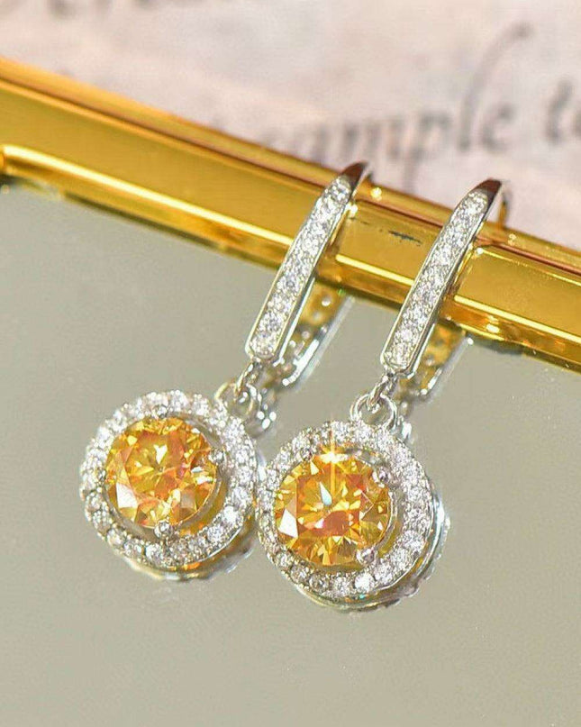 Radiant Platinum Lab-Created Diamond Drop Earrings with Stunning Zircon Accents