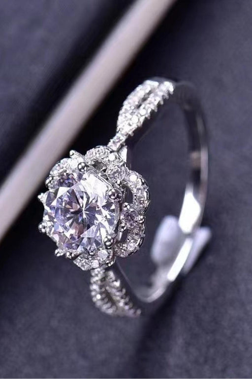 Platinum Moissanite Ring with Exquisite Six-Prong Setting