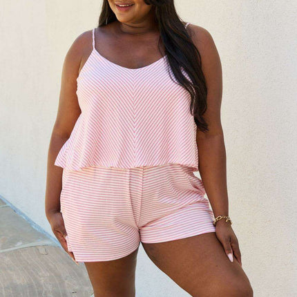 Chic Striped Pink Flare Romper - 'Embrace the Moment' Edition