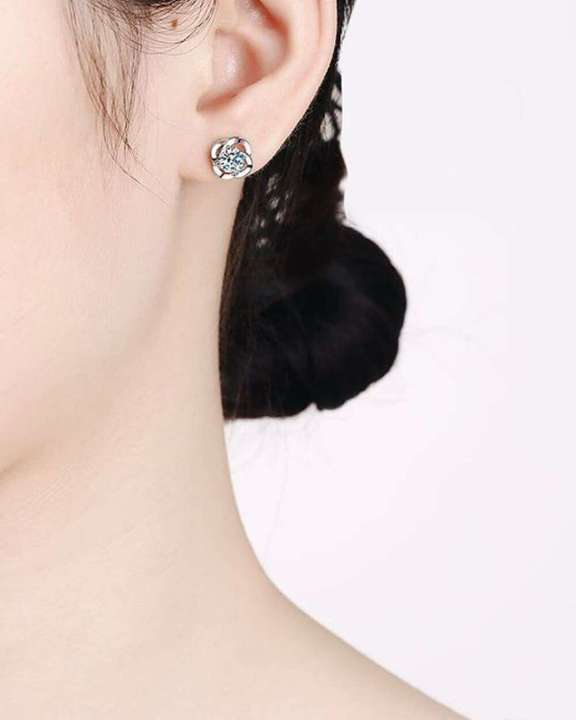 Chic Sterling Silver Earrings with Lab-Created Diamonds