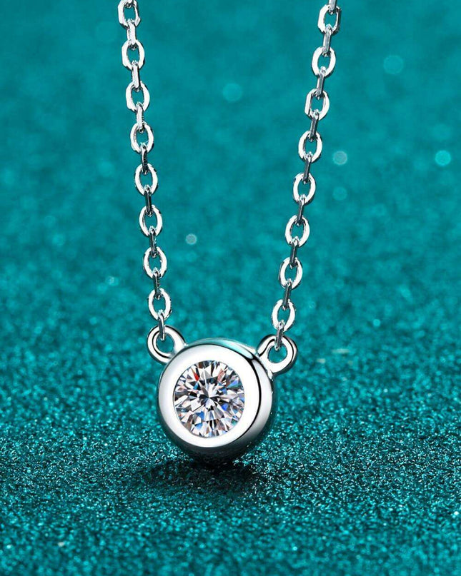 Radiant Moissanite Round Pendant Necklace Crafted in Sterling Silver