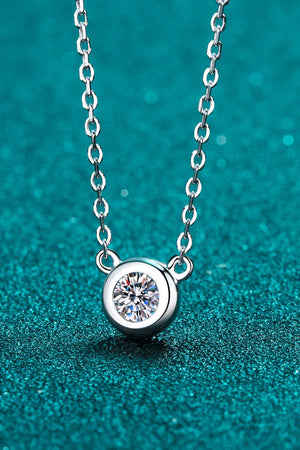 Moissanite Round Pendant Chain Necklace-Trendsi-Silver-One Size-Très Elite
