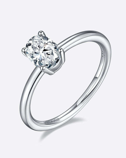 Elegant 1 Carat Platinum-Plated Lab-Diamond Sterling Silver Ring